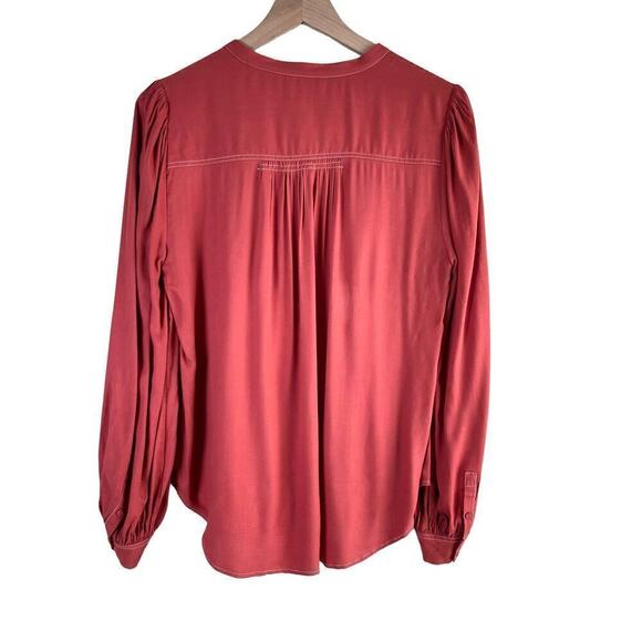 Joie Saiyuri Button Down Drapey Blouse Shirt in Desert Spice Orange, Size Medium - Picture 11 of 14